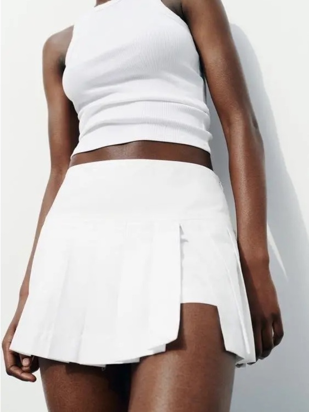 Zara white pleated mini tennis skirt